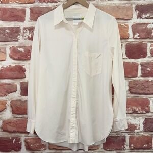 Lysse Top Shirt Women's Medium Cream Long Sleeve Casual Career Button Up Blouse